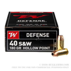 500  Rounds of .40 S&W Ammo by Winchester - 180gr JHP