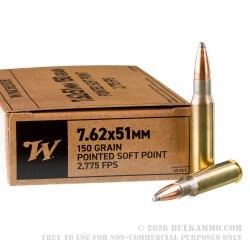 20 Rounds of 7.62x51 Ammo by Winchester - 150gr PSP