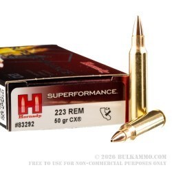 20 Rounds of .223 Ammo by Hornady Superformance - 50gr CX