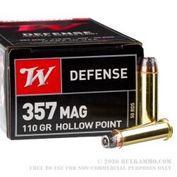 50 Rounds of .357 Mag Ammo by Winchester W Defense - 110gr JHP