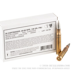 20 Rounds of 30-06 Springfield Ammo by Kynoch 1950s Surplus - 148gr FMJ 20 Rounds of 30-06 Springfield Ammo by Kynoch 1950s Surplus - 148gr FMJ