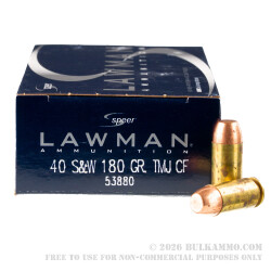 50 Rounds of .40 S&W Clean-Fire Ammo by Speer - 180gr TMJ