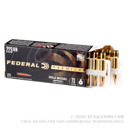 20 Rounds of .223 Ammo by Federal Gold Medal - 73gr Berger BTHP