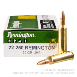 20 Rounds of .22-250 Rem Ammo by Remington - 50gr JHP