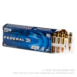 250 Rounds of .223 Ammo by Federal American Eagle Varmint & Predator - 50gr JHP