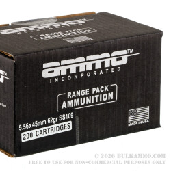 200 Rounds of 5.56x45 Ammo by Ammo Inc. - 62gr FMJ SS109
