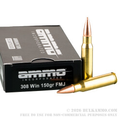 500 Rounds of .308 Win Ammo by Ammo Inc. - 150gr FMJ 500 Rounds of .308 Win Ammo by Ammo Inc. - 150gr FMJ