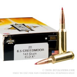 200 Rounds of 6.5 Creedmoor Ammo by Armscor USA - 143gr ELD-X