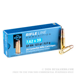 1000 Rounds of 7.62x39mm Ammo by Prvi Partizan - 123gr SP 1000 Rounds of 7.62x39mm Ammo by Prvi Partizan - 123gr SP