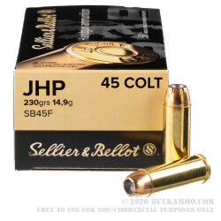 600 Rounds of .45 Long-Colt Ammo by Sellier & Bellot - 230gr JHP