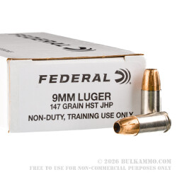 500 Rounds of 9mm Ammo by Federal *NON-DUTY* HST - 147gr JHP