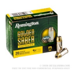 20 Rounds of .40 S&W Ammo by Remington Golden Saber Defense - 165gr BJHP