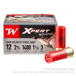 25 Rounds of 12ga 2-3/4" Ammo by Winchester Super-X XPERT -  #3 Steel Shot
