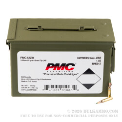 840 Rounds of 5.56x45 Ammo by PMC X-TAC - 62gr FMJ M855 in Bandolier in Ammo Can