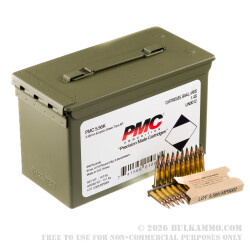 840 Rounds of 5.56x45 Ammo by PMC X-TAC - 62gr FMJ M855 in Bandolier in Ammo Can