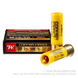 5 Rounds of 20ga Ammo by Winchester Copper Impact - 3/4 ounce Tipped Copper Sabot Slug