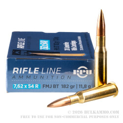 20 Rounds of 7.62x54r Ammo by Prvi Partizan - 182gr FMJBT
