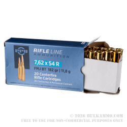 20 Rounds of 7.62x54r Ammo by Prvi Partizan - 182gr FMJBT