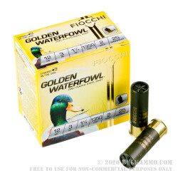 25 Rounds of 12ga Ammo by Fiocchi - 3" 1 1/4 ounce #2 Steel Shot