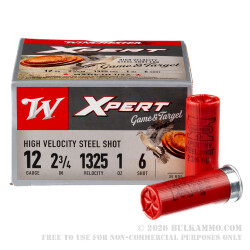 25 Rounds of 12ga Ammo by Winchester - 1 ounce #6 Shot (Steel)