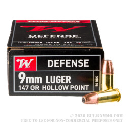 50 Rounds of 9mm Ammo by Winchester - 147gr JHP
