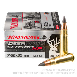 20 Rounds of 7.62x39mm Ammo by Winchester Deer Season XP - 123gr XP