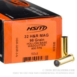 50 Rounds of .32 H&R Magnum Ammo by HSM Training - 98gr HBWC