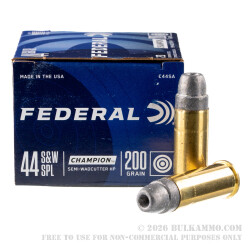 500 Rounds of .44 S&W Spl Ammo by Federal Champion - 200gr LSWCHP