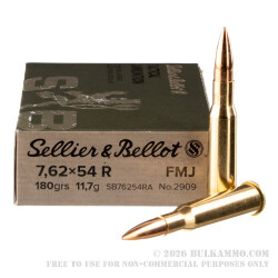 400 Rounds of 7.62x54r Ammo by Sellier & Bellot - 180gr FMJ