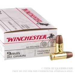 500 Rounds of 9mm Ammo by Winchester - 90gr Frangible