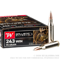 20 Rounds of .243 Win Ammo by Winchester Ballistic SilverTip - 95gr Polymer Tipped 20 Rounds of .243 Win Ammo by Winchester Ballistic SilverTip - 95gr Polymer Tipped