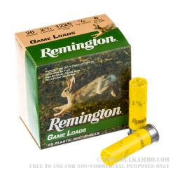 25 Rounds of 20ga Ammo by Remington - 7/8 ounce #6 shot