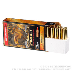 20 Rounds of .270 Win Ammo by Winchester Copper Impact - 130gr Copper Extreme Point