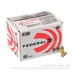 400 Rounds of .40 S&W Ammo by Federal Champion - 180gr FMJ 400 Rounds of .40 S&W Ammo by Federal Champion - 180gr FMJ