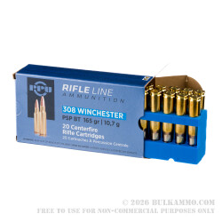 500  Rounds of .308 Win Ammo by Prvi Partizan - 165gr PSP