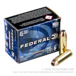 20 Rounds of .45 Long-Colt Ammo by Federal Power-Shok Handgun - 235gr JHP