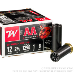 25 Rounds of 12ga 2-3/4" Ammo by Winchester AA Lite Handicap - 1 ounce #8 shot