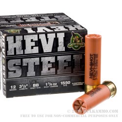 25 Rounds of 12ga Ammo by Hevi-Steel - 1-3/8 ounce BB steel shot