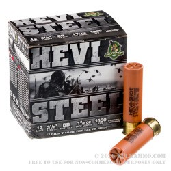 25 Rounds of 12ga Ammo by Hevi-Steel - 1-3/8 ounce BB steel shot