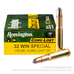 20 Rounds of .32 Win Spl Ammo by Remington Core-Lokt - 170gr SP