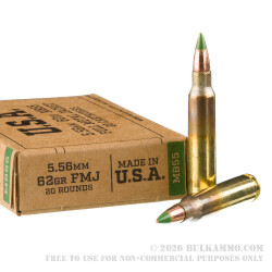 1000 Rounds of 5.56x45 Ammo by Winchester USA - 62gr FMJ M855 1000 Rounds of 5.56x45 Ammo by Winchester USA - 62gr FMJ M855