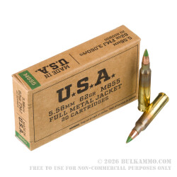 1000 Rounds of 5.56x45 Ammo by Winchester USA - 62gr FMJ M855 1000 Rounds of 5.56x45 Ammo by Winchester USA - 62gr FMJ M855