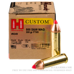 20 Rounds of .500 S&W Mag Ammo by Hornady - 300 gr FTX