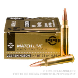 1000 Rounds of .223 Ammo by Prvi Partizan Match - 75gr HPBT