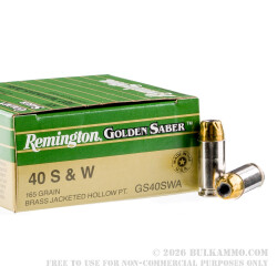 500 Rounds of .40 S&W Ammo by Remington - 165gr JHP 500 Rounds of .40 S&W Ammo by Remington - 165gr JHP