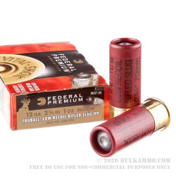 5 Rounds of 12ga Ammo by Federal - 1 ounce Truball Low Recoil HP Rifled Slug 5 Rounds of 12ga Ammo by Federal - 1 ounce Truball Low Recoil HP Rifled Slug