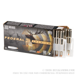 20 Rounds of .300 Win Mag Ammo by Federal Vital-Shok - 180gr Trophy Bonded Tip