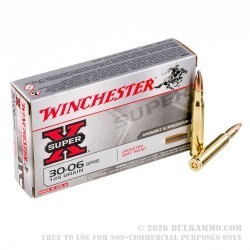 200 Rounds of 30-06 Springfield Ammo by Winchester Super-X - 125gr JSP