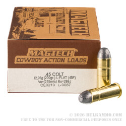 50 Rounds of .45 Long-Colt Ammo by Magtech - 200gr LFN