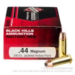 50 Rounds of .44 Mag Ammo by Black Hills Ammunition - 240gr JHP